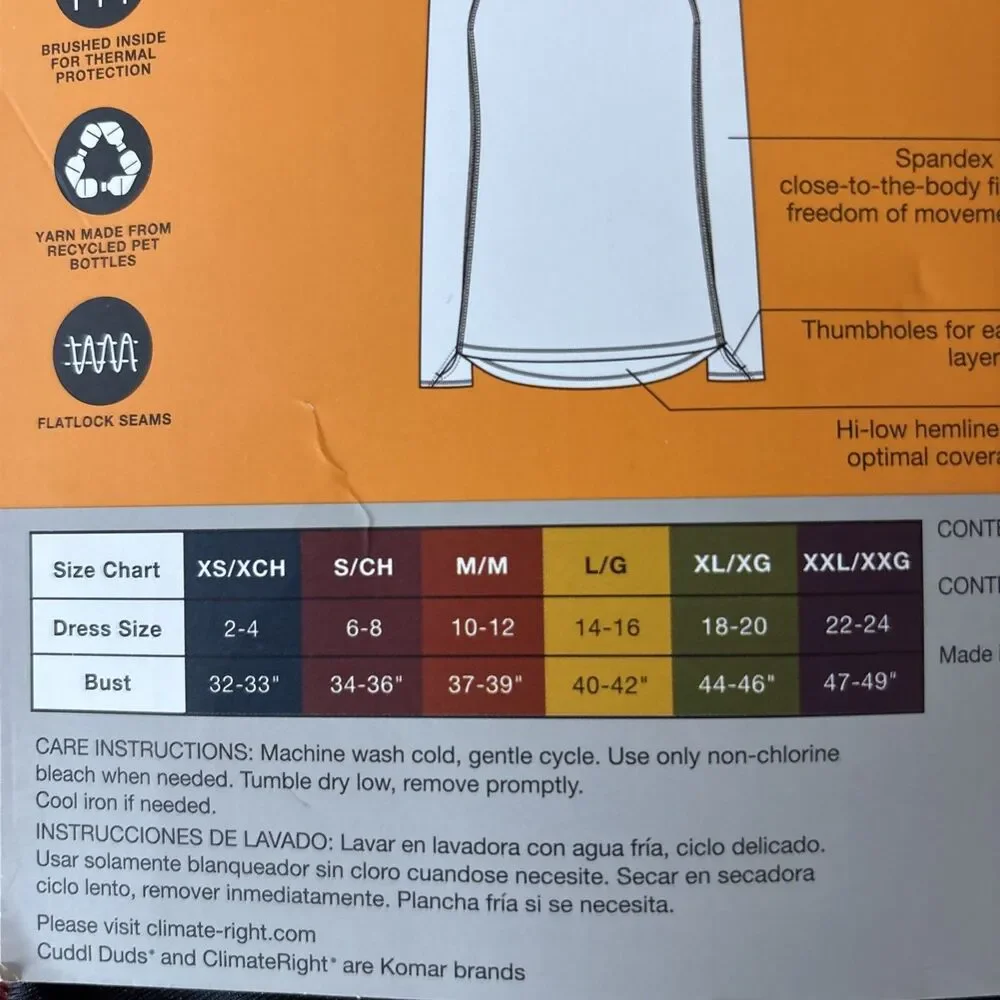 ClimateRight by Cuddl Duds Plush Base Layer Shirt (Size M 10-12 ) BRAND NEW